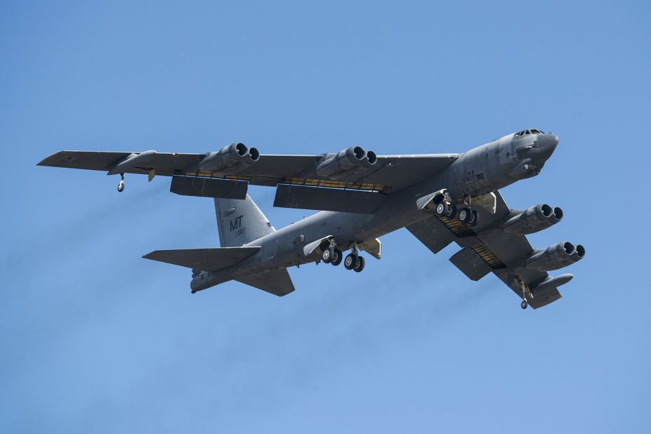 The first versions of this long-range heavy bomber flew in 1954. A total of 744 were built, the last of those in 1962. The Air Force maintains 58 B-52s in the active force and 18 in the Reserve. A single B-52 can carry 70,000 pounds of mixed munitions, including bombs, missiles and mines. The eight-engine jets have a range of 8,800 miles.