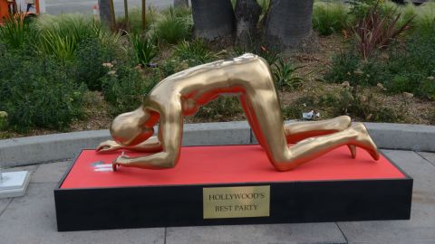 'Plastic Jesus' says his art installation is a commentary on the prevalence of drug abuse in Hollywood.