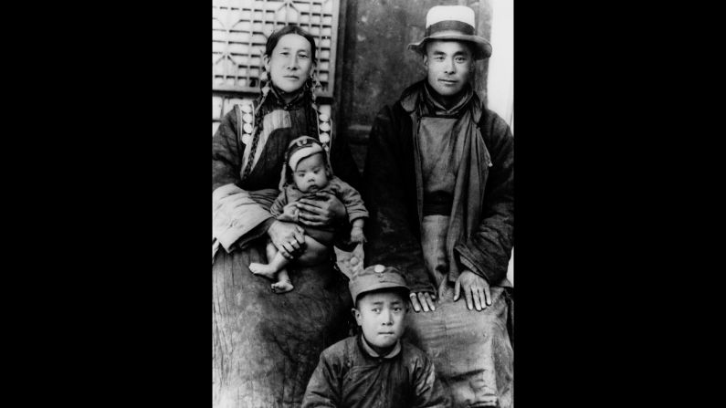 His parents were peasant farmers, pictured here with two of their other sons. In 1938, the future Dalai Lama was taken to the Kumbum monastery after he was found by a delegation of monks and correctly identified several objects that belonged to the previous Dalai Lama.