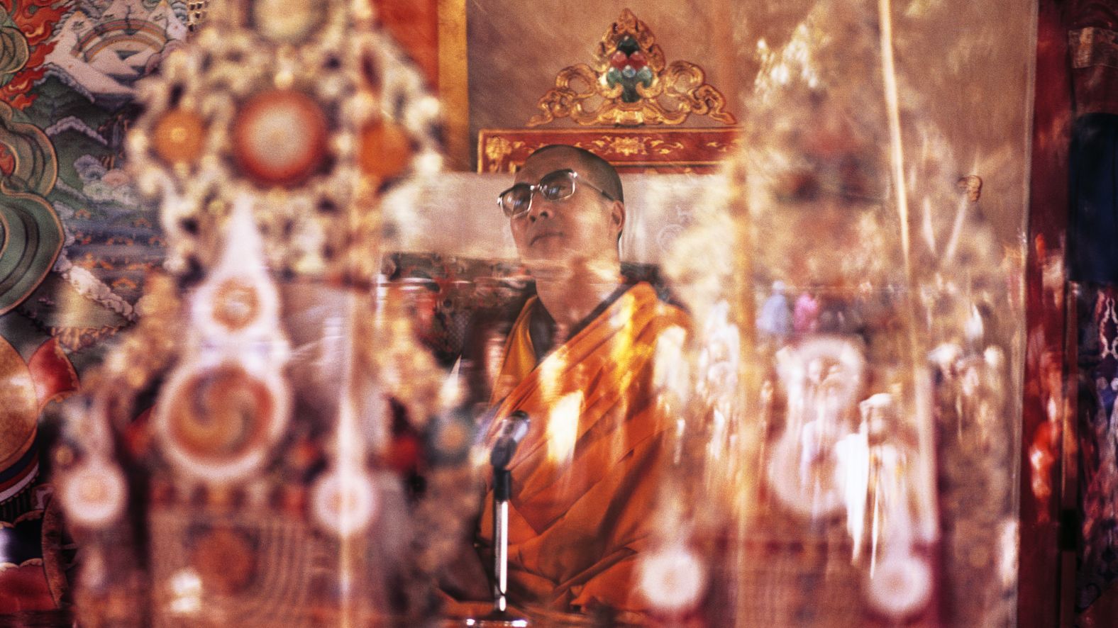 The Dalai Lama officiates at a Tibetan Buddhist ceremony circa 1960 in Bodh Gaya, India, the site where Buddha is believed to have attained enlightenment.