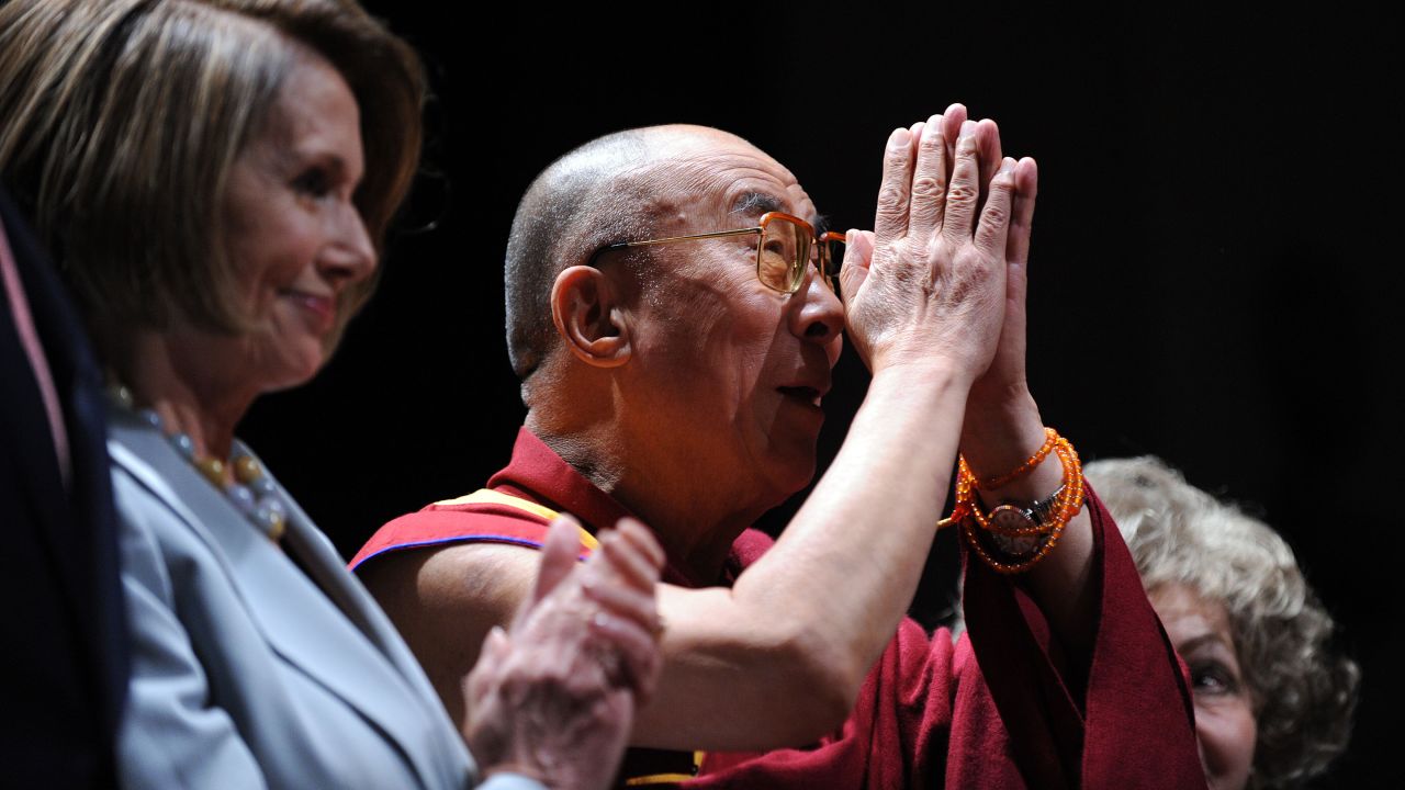 United States House of Representatives <a href="https://www.cnn.com/2013/03/01/us/nancy-pelosi-fast-facts/index.html">Speaker Nancy Pelosi </a>awards the inaugural Lantos Human Rights Prize to the Dalai Lama in October 2009, honoring his commitment to ending global injustices.