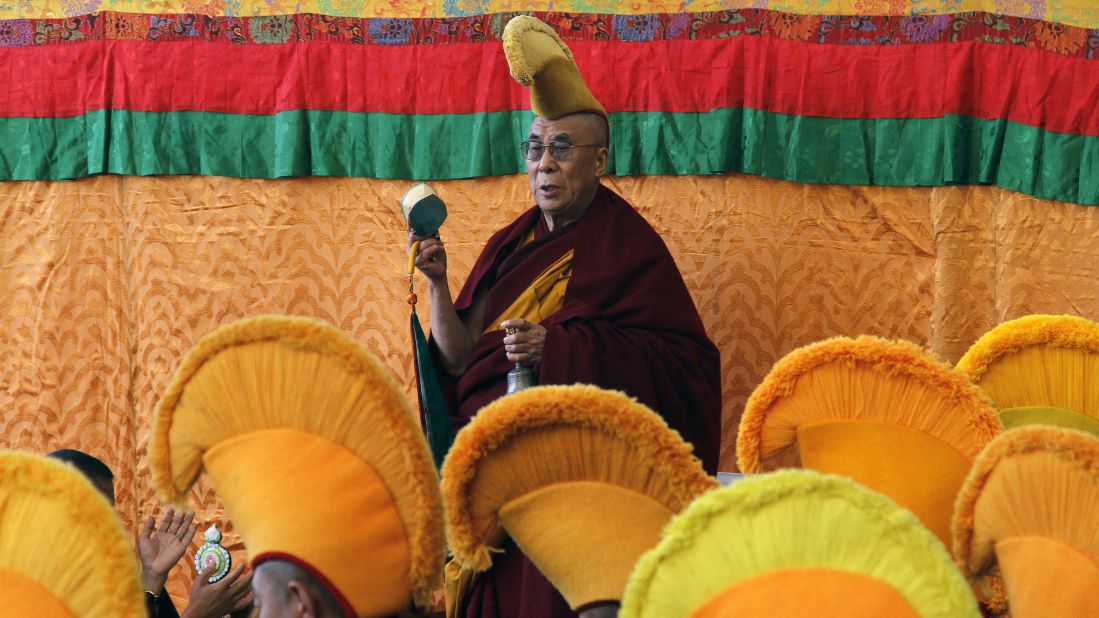 The Dalai Lama leads a prayer session marking the beginning of the Tibetan New Year in Dharmsala, India, on February 14, 2010.