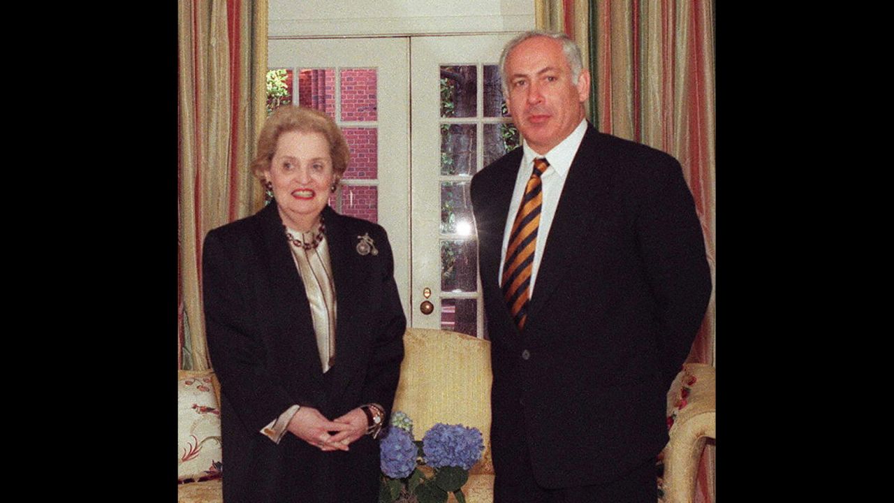 Netanyahu meets with US Secretary of State Madeleine Albright in Washington in February 1997.