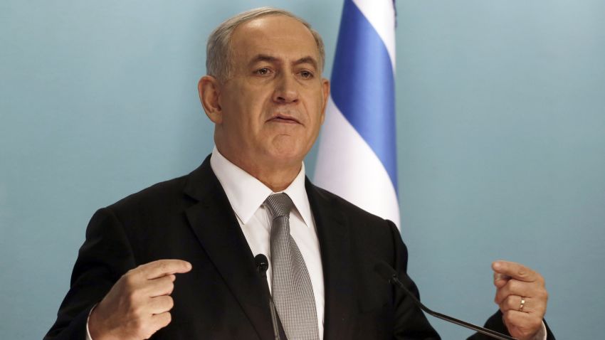 Netanyahu speaks during a press conference in Jerusalem on December 2, 2014. Netanyahu called for early elections as he fired two key ministers in his coalition for opposing government policy.