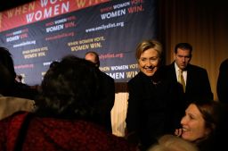 Clinton, then secretary of state-designate, attends an Emily's List luncheon in 2009.