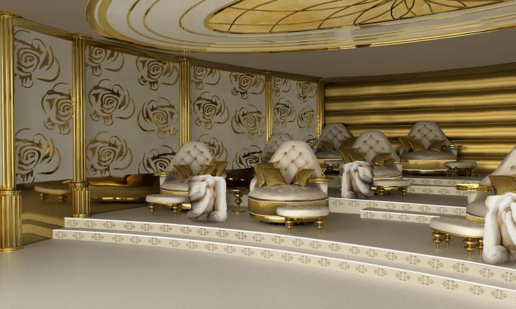 The five-deck yacht also features a cinema.