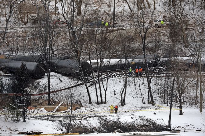 A train hauling crude oil <a href="http://www.cnn.com/2015/02/17/us/west-virginia-train-derailment/index.html">derailed in Mount Carbon, West Virginia</a>, in February. One home was destroyed, and one person was injured.