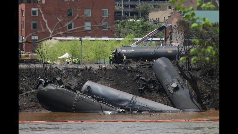 A train full of crude oil<a href="http://www.cnn.com/2014/05/01/us/virginia-train-derailment/index.html"> jumped the tracks and caught fire</a> in Lynchburg, Virginia, in May 2014. There were no injuries in the derailment, but the resulting fire sent a pillar of black smoke rising over the city of about 78,000 people and forced the evacuation of much of its downtown for several hours.<br />