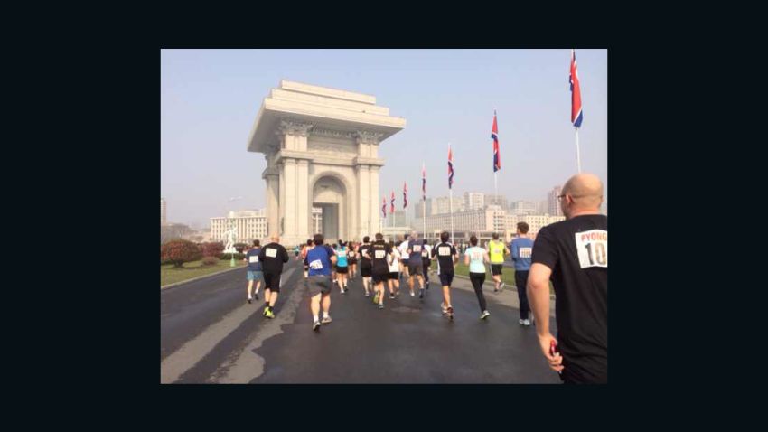 Runners participate in the 2014 edition of the Pyongyang Marathon.