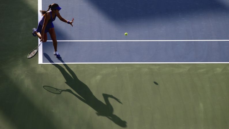 Ana Ivanovic gets set to hit a forehand on Wednesday, February 18, during a match against Karolina Pliskova in Dubai, United Arab Emirates.