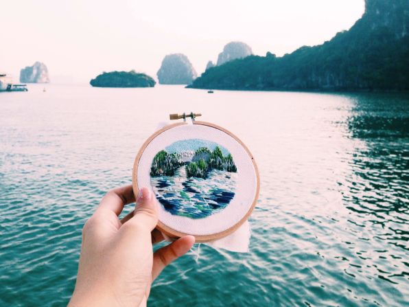 Vietnam's Ha Long Bay, a UNESCO World Heritage Site, is famous for its hundreds of limestone karsts that jut out of the sea. 