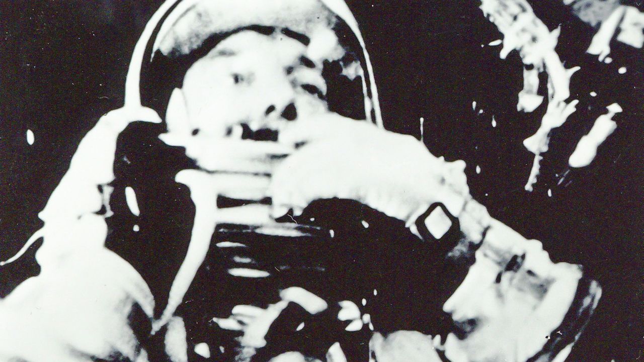 Astronaut Alan Shepard is pictured in his Mercury spacesuit aboard Freedom 7 during the United States' first human spaceflight on May 5, 1961.