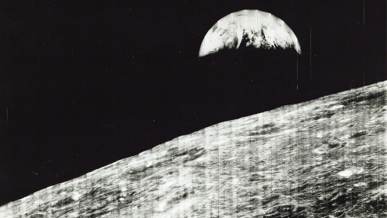 The first view of the Earth from the moon was taken by a spacecraft on August 23, 1966. It is a sight that has only ever been seen by the later Apollo astronauts as they came around the far side of the moon.