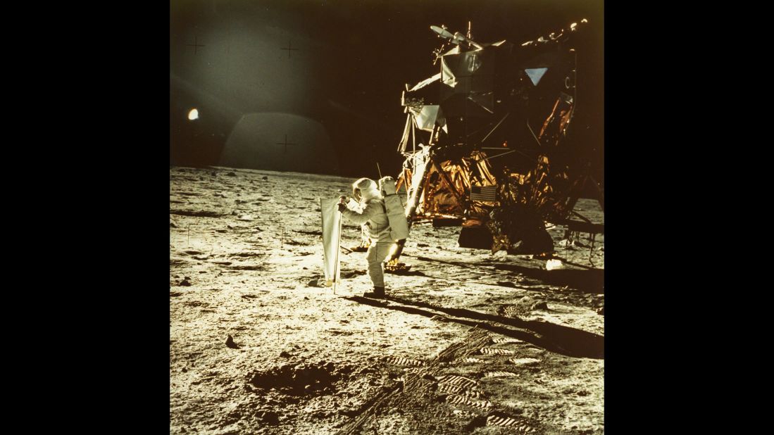 In July 1969, Apollo 11's Neil Armstrong captured the first photo of a man standing on the moon: fellow astronaut Buzz Aldrin.
