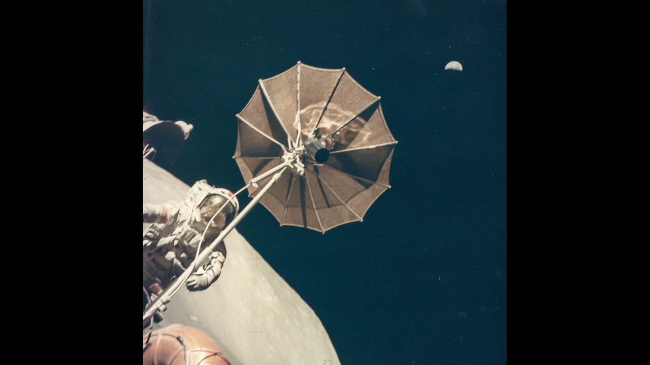 Earth is seen above Eugene Cernan and the antenna of the lunar rover during Apollo 17 in December 1972. It was the final mission of the Apollo program. "I thought about it when we left the surface," Cernan said. "I just felt it might very well be a generation before we get back to the moon. I'm probably going to be proven to be right."