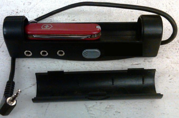 While all knives are prohibited, the TSA warns that concealed blades (like the one hidden in this battery charger) can lead to extra fines and arrest.