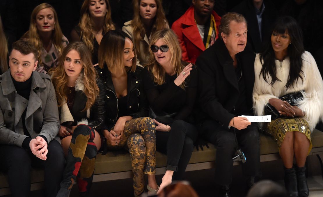 The front row at Burberry caused as much of a stir (if not more) than the clothes themselves. Sam Smith, Cara Delevingne, Jourdan Dunn, Kate Moss, photographer Mario Testino and Naomi Campbell were all in attendance. (Dunn and Campbell are faces of the brand's Spring/Summer 2015 campaign.) 