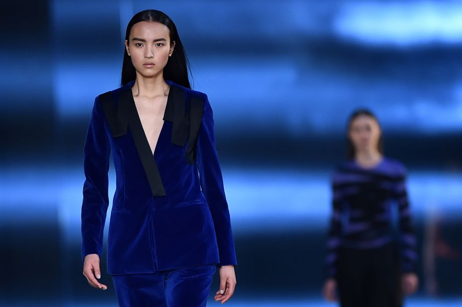 Christopher Kane's velvet suits, tailored to perfection, offered a sexy alternative to the traditional mini dress.