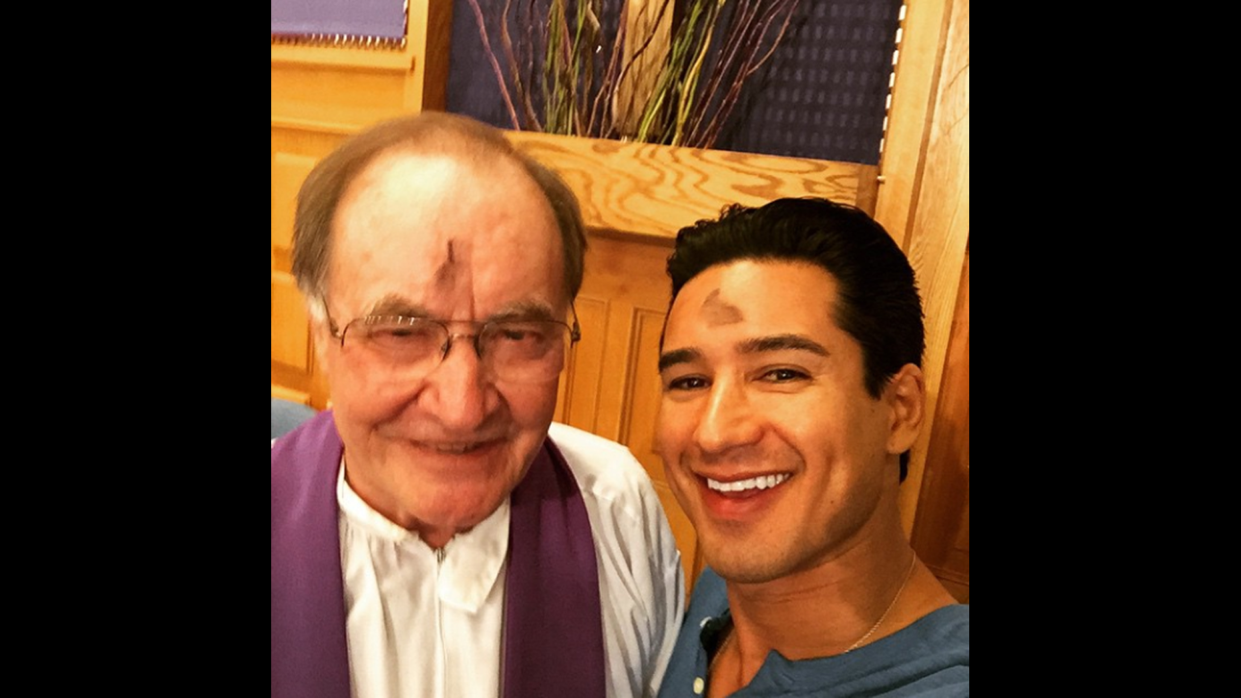 "Barely made it to the last Mass of the day!" <a href="https://instagram.com/p/zROA1OSMJC/?modal=true" target="_blank" target="_blank">television host Mario Lopez said</a> on Ash Wednesday, February 18. "My buddy Monsignor Wallace hooked me up... #Catholic."
