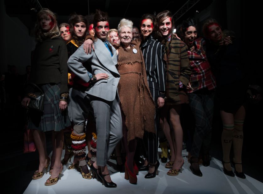 Dame Vivienne Westwood closed out her Red Label show by walking the runway with the models. 