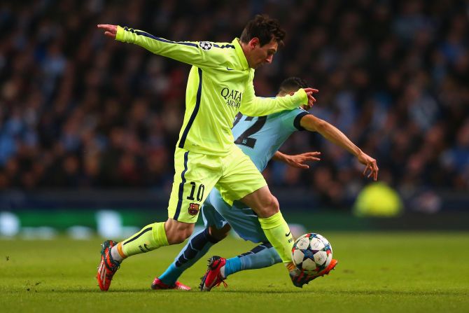 Barcelona ran riot in the first half and Lionel Messi made a dazzling run, beating three City players ...