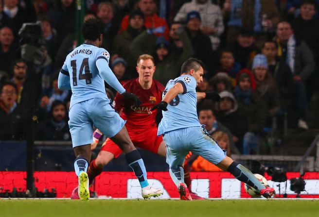 City pulled a goal back through Sergio Aguero in the 69th, although Gael Clichy halted the momentum after he saw a second yellow for hacking down Dani Alves in the 74th. 