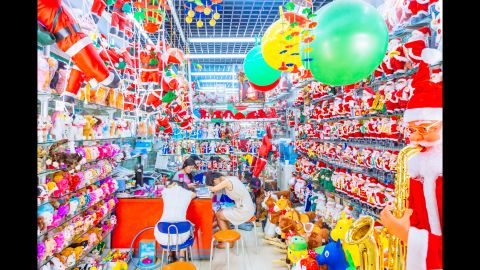 Novelty Christmas items are on display in a booth at Commodity City. "Sellers do not leave their store or close for lunch throughout the course of the day," Seymour said. He found that napping at their desks after lunch was a common phenomenon.
