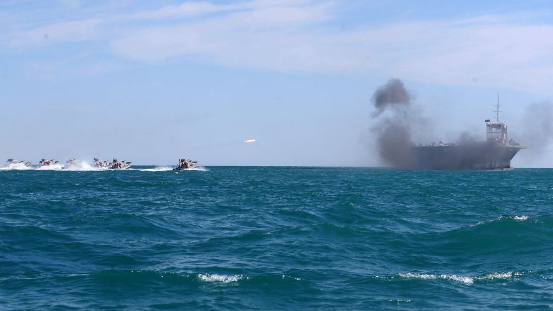 Revolutionary Guard troops use speed boats to attack the vessel.