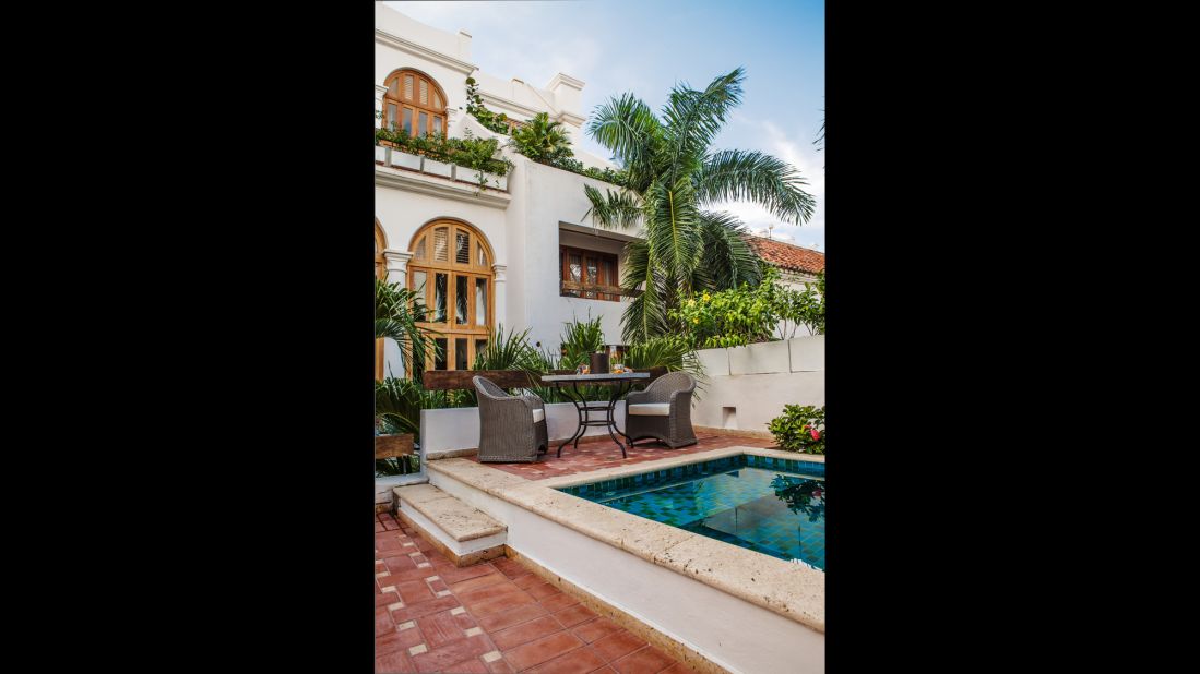 In Cartagena, Colombia, a handful of Casa San Agustin's suites come with narrow plunge pools lined with jade tile -- fashioned after the hotel's larger communal pool -- and sheltered by tall palms.