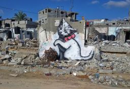 A screenshot of a Banksy artwork in Gaza, taken from the artist's website.