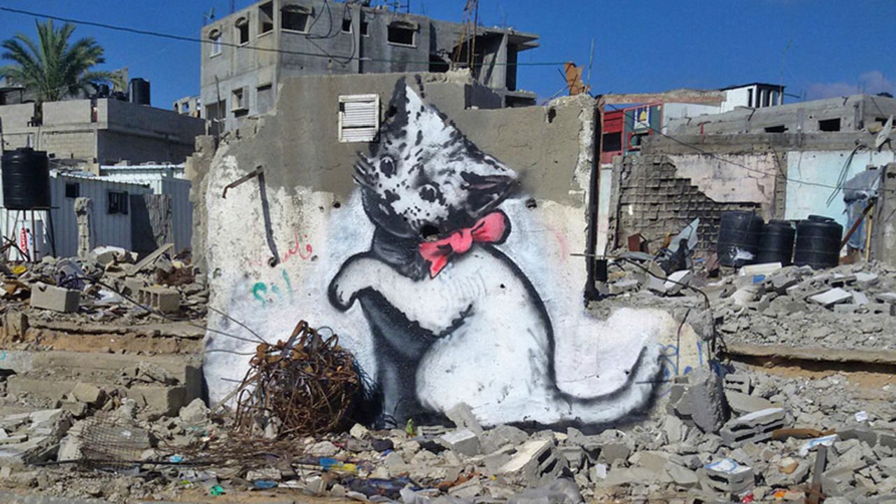 A screenshot of a Banksy artwork in Gaza, taken from the artist's website.