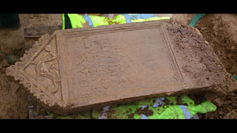 Along with the inscription, the tombstone features a carving that is believed to depict Oceanus, the god of the sea.