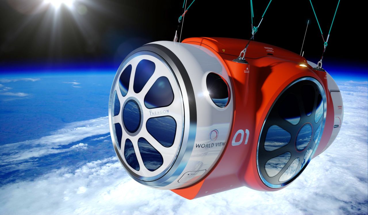 Up to six passengers would fit in World View's pressurized capsule, which will be suspended beneath a helium balloon.