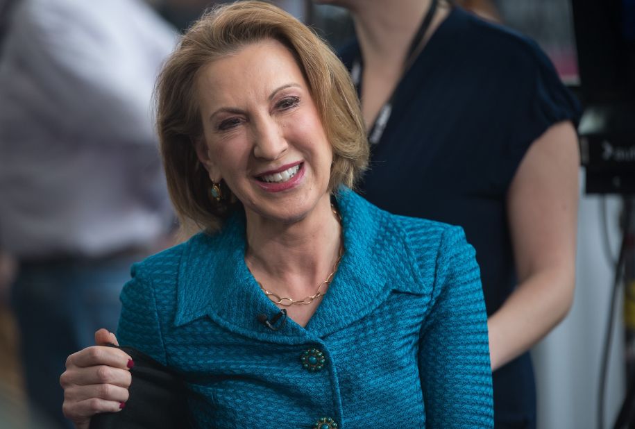 Carly Fiorina, a potential 2016 contender, waits to be interviewed.