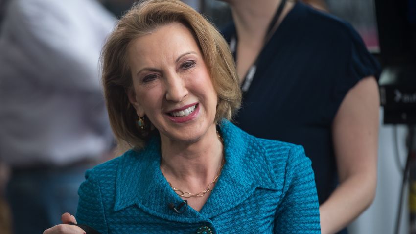 Carly Fiorina, a potential 2016 contender, waits to be interviewed.