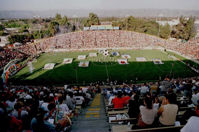 The birth of Major League Soccer. Fans at the Spartan Stadium in San Jose, California, prepare to watch San Jose Clash take on DC United in the first ever MLS match.