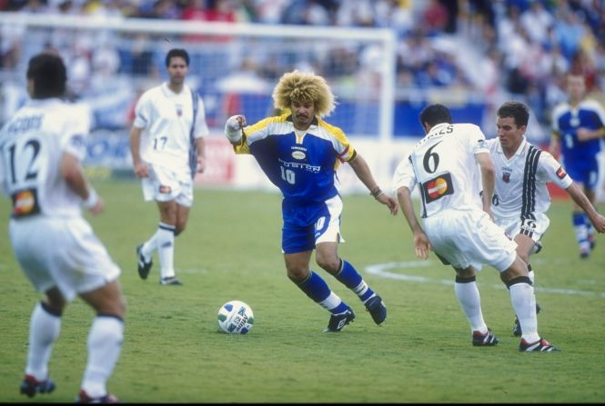 A number of global footballing stars like Colombia's Carlos Valderrama (center) were tempted to exhibit their skills in the MLS in the late 90s. Valderrama played for Tampa Bay Mutiny between 1996 and 2001 when the Mutiny were disbanded.
