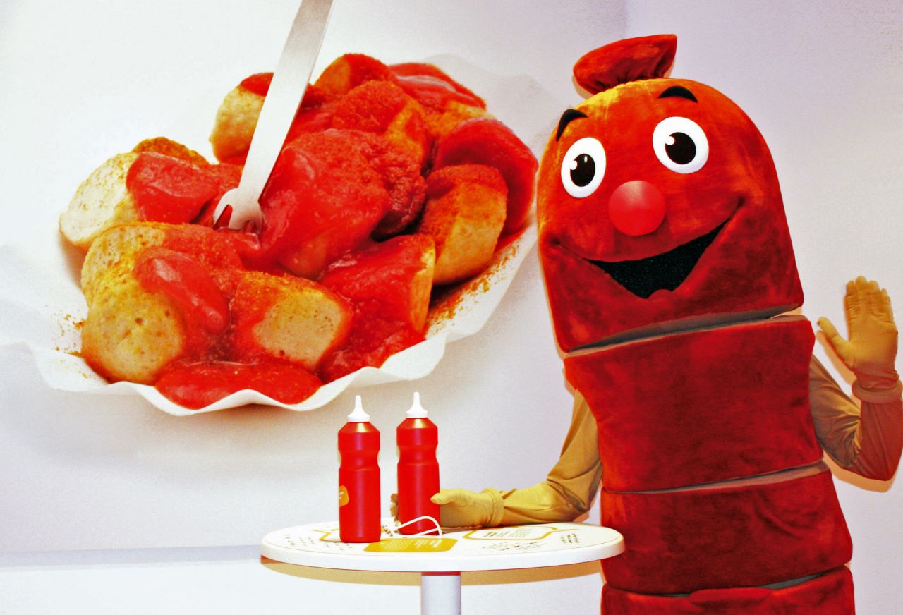 If the bottle-shaped phones don't thrill you, the currywurst mascot surely will. 