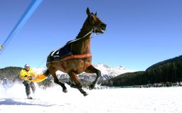 St Moritz hosts three horse skijoring races a year.