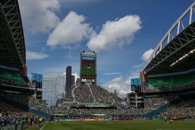 Average attendances at MLS games have picked up in recent years as the popularity of the sport has grown. Here, a packed crowd watches Seattle Sounders FC take on Colorado Rapids at CenturyLink Field, Seattle, in 2014.