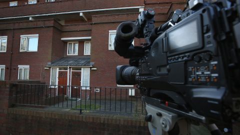 A TV camera points at the London home where ISIS militant Mohammed Emwazi, known as Jihadi John, is believed to have lived.