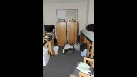 A photo of Dzhokhar Tsarnaev's dorm room at the University of Massachusetts, Dartmouth, was shown during the trial of one of his college friends accused of hiding evidence in the Boston Marathon bombing investigation. 
