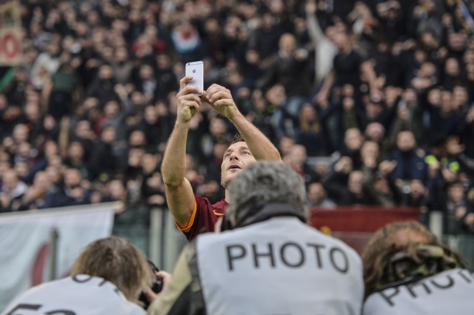 Roma's captain Francesco Totti set social media alight in January when he celebrated a goal against Lazio by taking a selfie in front of the famous "Curva Sud."