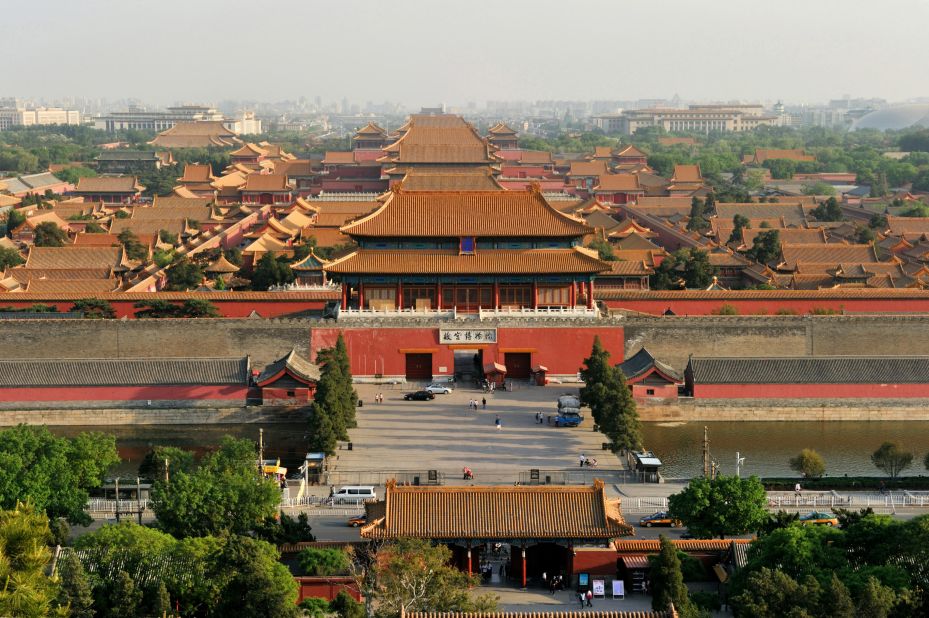 In the Forbidden City, bright red buildings topped with golden pagodas exemplify traditional Chinese architecture, while the Palace Museum showcases art, furniture and calligraphy.