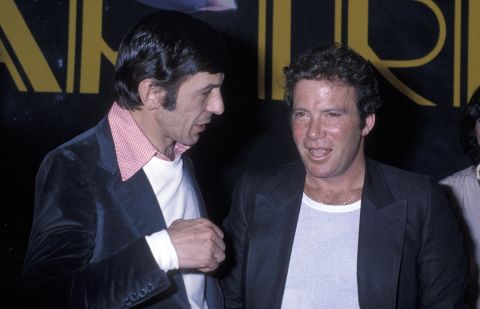 Nimoy and Shatner appear during a news conference promoting "Star Trek: The Motion Picture" in 1979 at the Paramount Theater in Los Angeles.