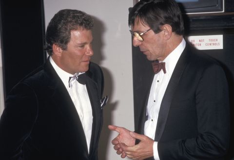Shatner and Nimoy during 59th Annual Academy Awards on March 30, 1987, at  the Shrine Auditorium in Los Angeles. The duo were presenters at the show. 