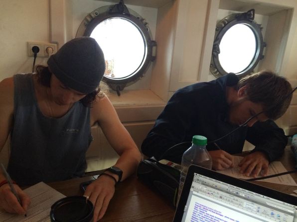 Teachers complain that dolphins outside the window can be a huge distraction during lessons at sea.