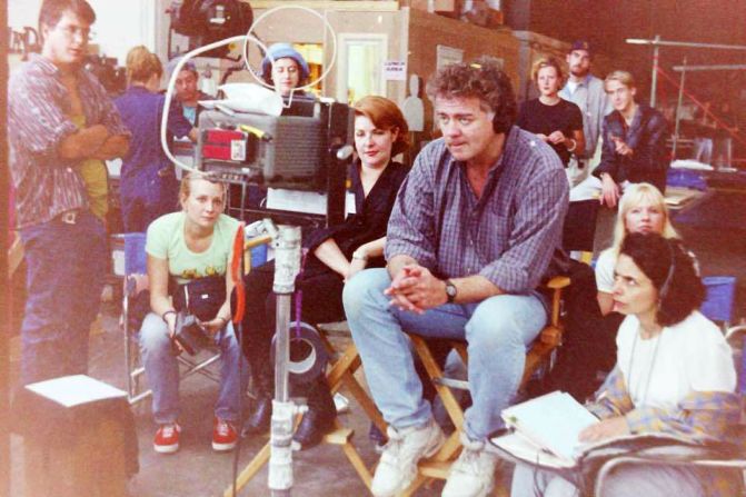 Breaker High, by contrast, had too small a budget for travel and had to fake its exotic locations. Here's a photo from the set, with Gosling visible in the back right.