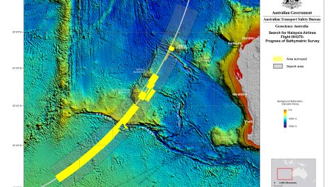 The areas surveyed as of December 2014  in the MH370 search zone.