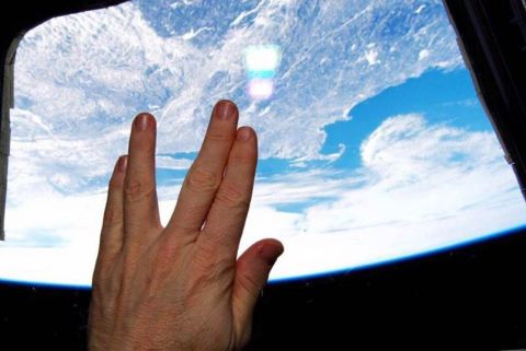 NASA Astronaut Terry Virts captured this photo from the International Space Station flying over Boston, where Leonard Nimoy was born.